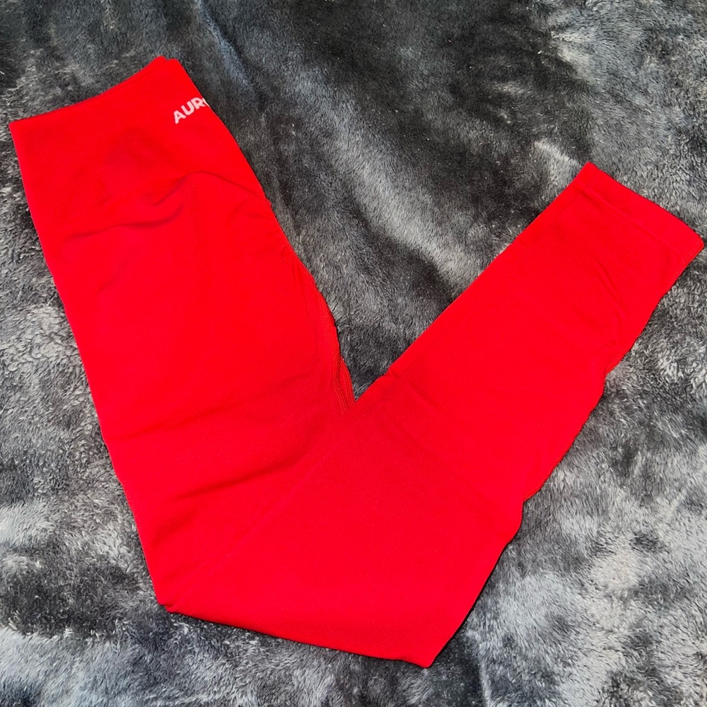 AUROLA seamless leggings butt scrunch firey red